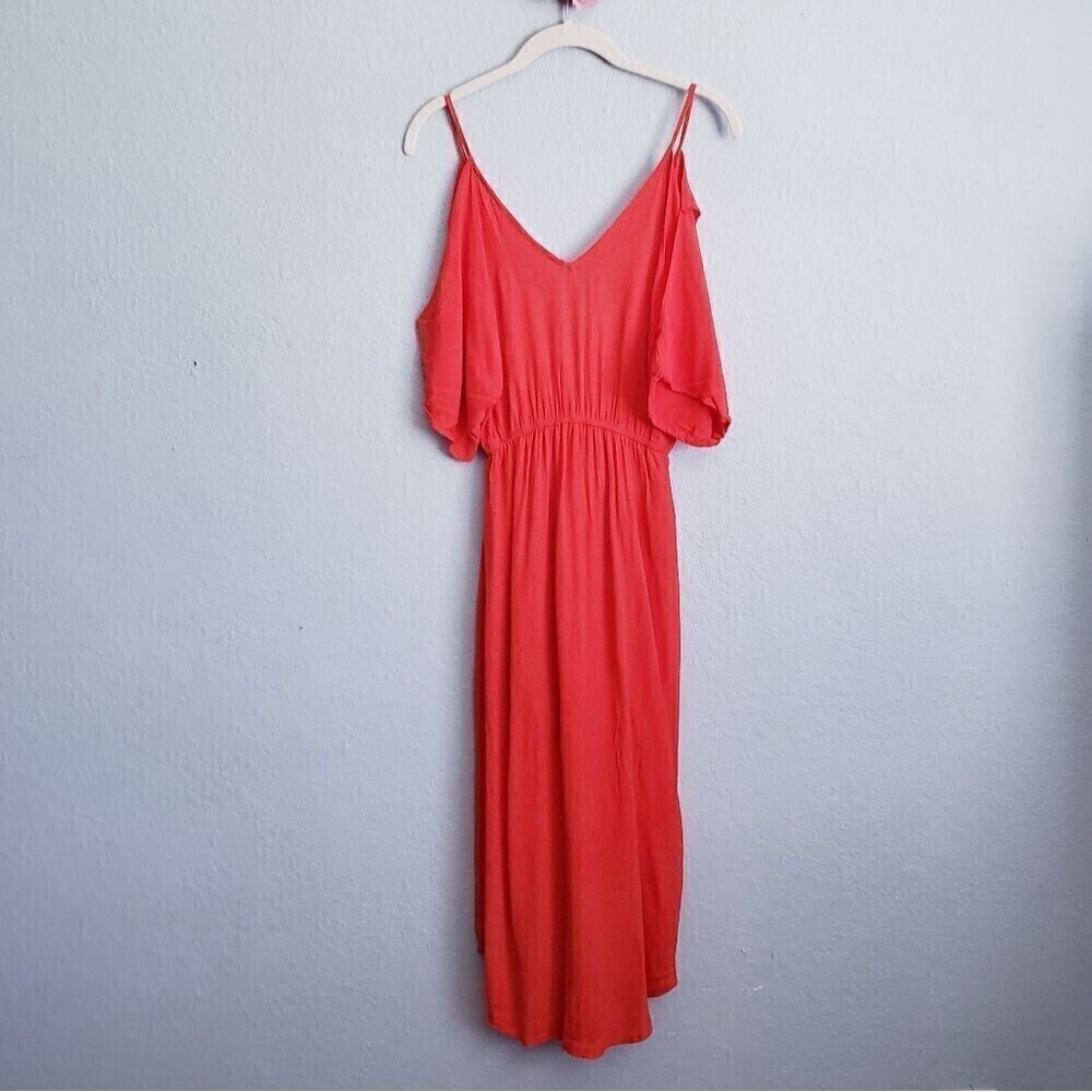 ASTR Red Ruffle Cold Shoulder Dress - Picture 9 of 9